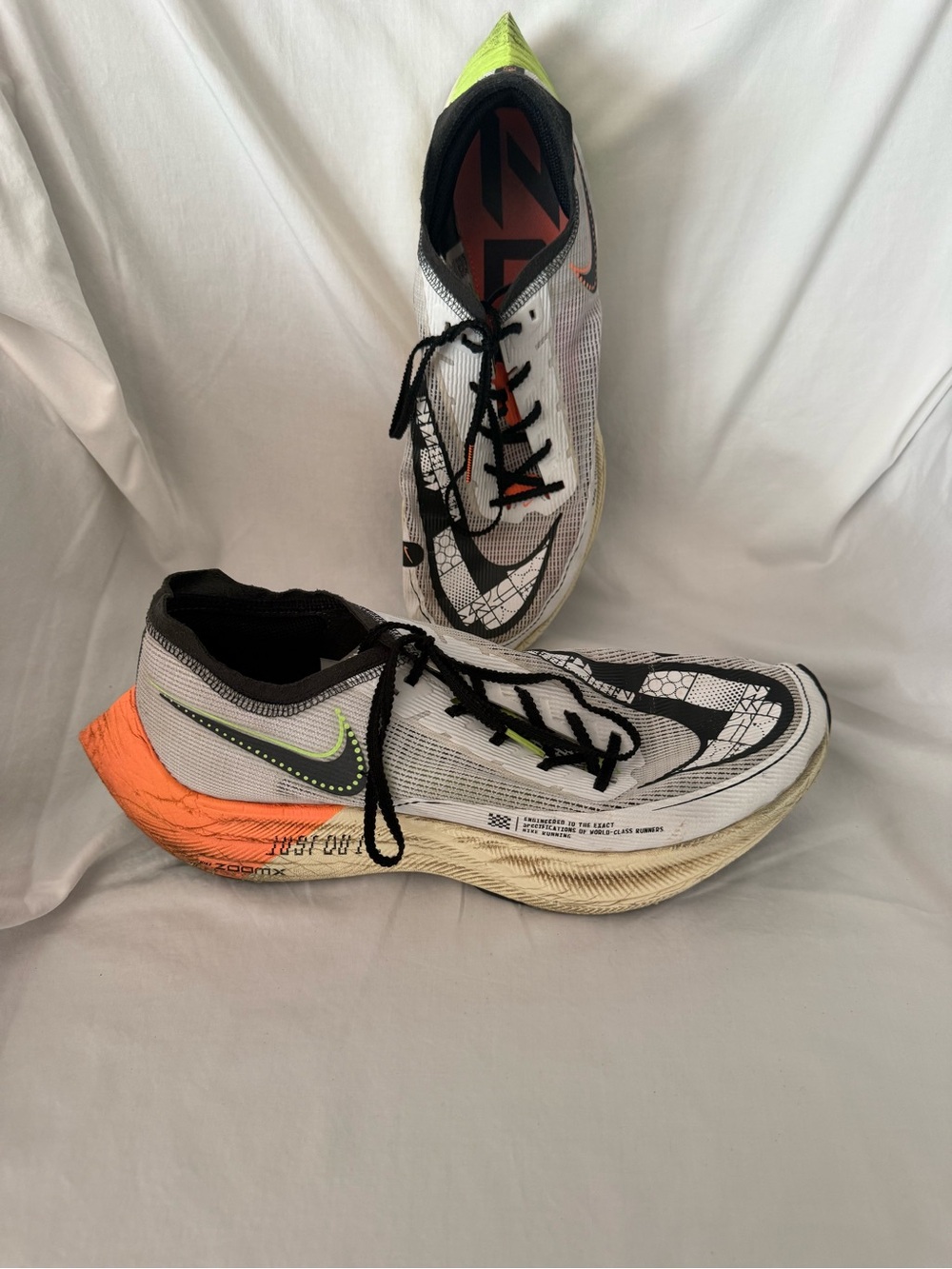 Nike Men’s Athletic Running Shoes - White with Orange & Lime Accents